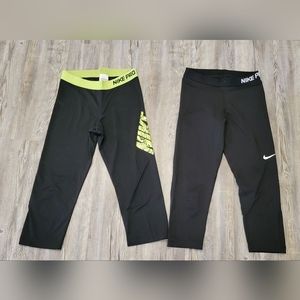 Nike Pro & Underamour Activewear Capri Leggings & Compression Shorts Bundle (5)